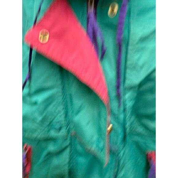 VTG 90's Cabin Creek Womens M Coat Ski 2 layers removable insert Purple Green - Picture 10 of 12
